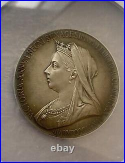 NGC? MS64 55mm 1897 Victoria Diamond Jubilee british historical silver medal
