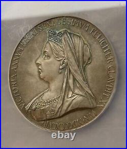 NGC? MS65 55mm 1897 Victoria Diamond Jubilee british historical silver medal
