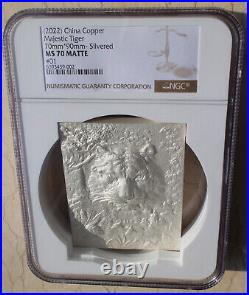 NGC MS70 2022 China 70x90mm Silvered Copper Medal Majestic Tiger Xiong Feng
