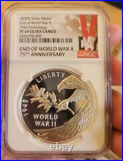 NGC PF69 2020 P End of World War II 2 75th Anniversary Silver Medal COIN PRESALE