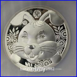 NGC PF69 China Shanghai Mint 60MM Lunar Series Cartoon Rabbit Silver Medal 200g