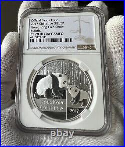 NGC PF70 2017 Hongkong coin show Silver panda medal 1oz COA