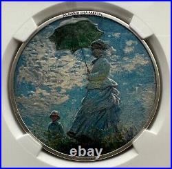 NGC PF70 2021 Claude Monet Woman with A Parasol Madame Monet Silver Medal 1oz