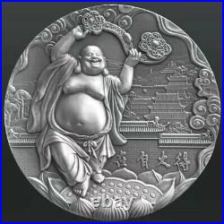 NGC PF70 Antiqued 2019 China 80mm Silver (around 436g) Medal Maitreya