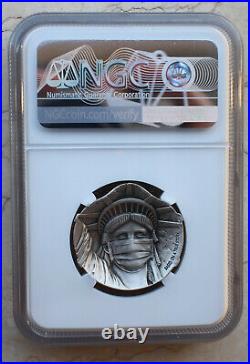 NGC PF70 Antiqued 2020 China Silver 27g Medal Fight Virus (Statue of Liberty)