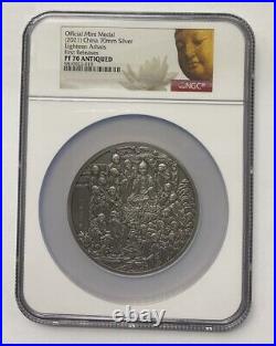 NGC PF70 Antiqued 2021 China 150g Silver 70mm Medal Eighteen Arhats