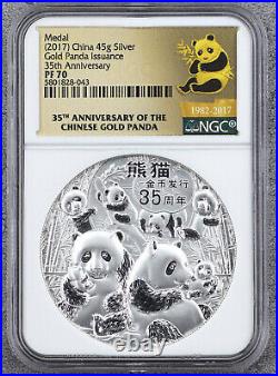 NGC PF70 China 2017 45g Silver Medal 35th Anniversary of Panda Coin Issuance