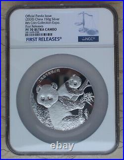 NGC PF70 UC 2020 China 150g Silver Panda Medal 8th China Panda Expo