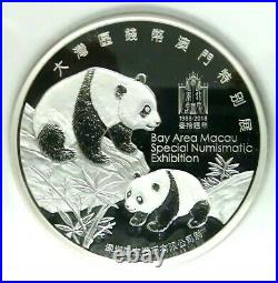 NGC PF70UC-China 2018 Panda-Macau Show 2 Oz. Silver Perfect Medal Proof withCOA