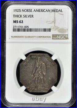 NORSE 1925 Silver Commemorative THICK SILVER MEDAL NGC MS62