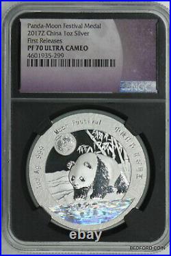 Ngc 1st Releases Pf70 Ucam 2017 Z China Silver Panda Moon Festival Medal (bc99)