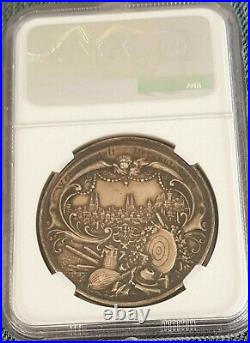 Nurnberg NGC 1897 AU 58 Unc City View Hunter High Relief Silver Shooting Medal