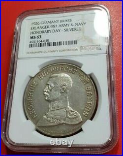 Nurnberg NGC 1926 MS 63 Unc City View Medal Silvered Army and Marine
