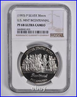 PF68 UCAM (1993)-P U. S. Mint Bicentennial Silver Medal 38mm NGC 5585