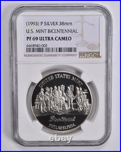 PF69 UCAM (1993)-P U. S. Mint Bicentennial Silver Medal 38mm NGC 5586