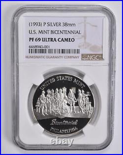 PF69 UCAM (1993)-P U. S. Mint Bicentennial Silver Medal 38mm NGC 5587