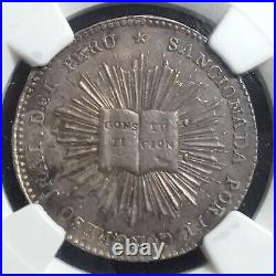 Peru 1828 Silver Proclamation Medal Fonrobert-9027 AU 55