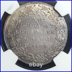 Peru 1828 Silver Proclamation Medal Fonrobert-9027 AU 55