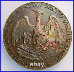 Poland 1973 Warsaw Ghetto Uprising Silver Medal NGC MS 65