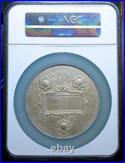 RARE! 1904 CARNEGIE HERO FUND AWARD MEDAL to N. SMITH 1906, SILVER 76mm NGC MS63