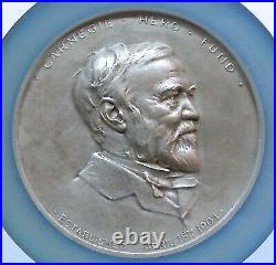 RARE! 1904 CARNEGIE HERO FUND AWARD MEDAL to N. SMITH 1906, SILVER 76mm NGC MS63