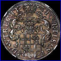 Rare Finest & Only @ Pcgs & Ngc Ms63 1596 Netherland Utrecht Silver Medal Toned