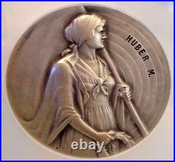 Rare Swiss Silver Shooting Medal Ticino R-1523a Huber NGC MS65 Beautiful Woman