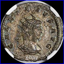 Rarely Seen Ngc Ms Ad253 Roman Empire Gallienus Double Denarius T-stag Toned