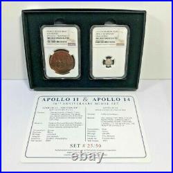 Space Flown Silver Apollo 11 & 14 Medal Set NGC Certified in Presentation Box