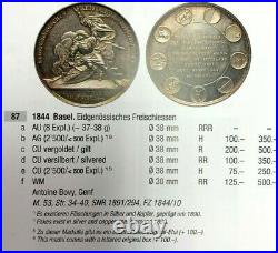 Swiss 1844 Silver Shooting Medal Basel Saint Jacob an der Birs R-87b NGC MS61