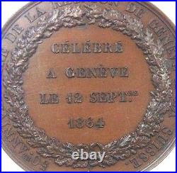Swiss 1864 Medal 50th Anniversary Geneva's Realignment w Switzerland NGC MS63 BN