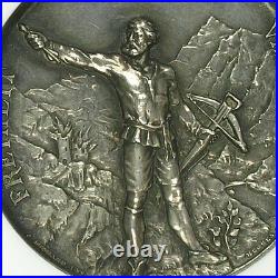 Swiss 1889 Silver Shooting Medal Luzern Switzerland R-867a NGC MS63 nice Patina
