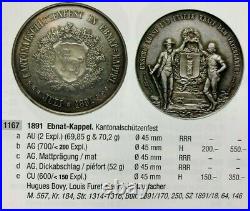 Swiss 1891 Shooting Medal St Gallen Ebnat Kappel R-1167b NGC MS63 Mintage-200