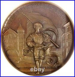 Swiss 1893 Bronze Shooting Medal Bern Biel NGC MS64 Mintage-250 R-225b