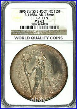 Swiss 1895 Silver Shooting Medal St Gallen R-1168a Mintage-800 NGC M62
