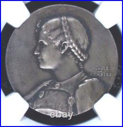 Swiss 1899 Silver Shooting Medal Bern Langenthal Beautiful Woman R-239b NGC MS63