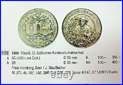 Swiss 1899 Silver Shooting Medal St Gallen Flawil R-1172a NGC MS63 Mintage-150