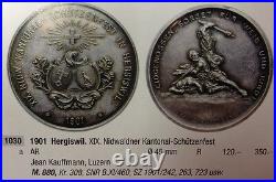 Swiss 1901 Silver Medal Shooting Fest Nidwalden Hergiswil R-1030a NGC MS61 Rare