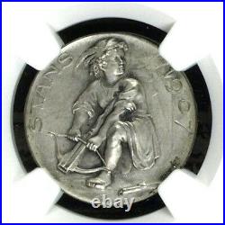 Swiss 1907 Shooting Medal Nidwalden Stans R-1032a NGC MS64 Archery Mintage-200