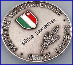 Swiss Shooting Fest Medal, R-1021, Silvered-AE, 50 mm, Neuchatel, MS 65 by NGC