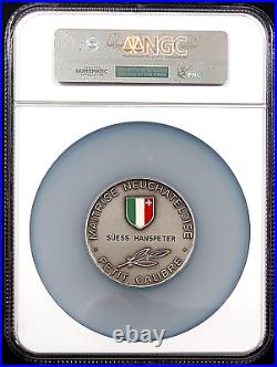 Swiss Shooting Fest Medal, R-1021, Silvered-AE, 50 mm, Neuchatel, MS 65 by NGC