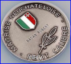 Swiss Shooting Fest Medal, R-1021, Silvered-AE, 50 mm, Neuchatel, NGC MS 64