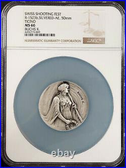 Swiss Shooting Fest Medal, R-1523b, Silvered-AE, 50 mm, Ticino MS 66 NGC
