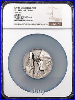 Swiss Shooting Fest Medal, R-1547a, AR, 50 mm, Valais, graded MS 65 by NGC