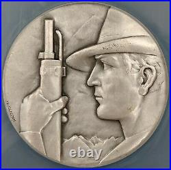 Swiss Shooting Fest Medal, R-1547b, Silvered-AE, 50 mm, Valais, MS 64 by NGC