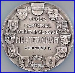 Swiss Shooting Fest Medal, R-1692a, AR, 60 mm, Zug, MS 63 by NGC