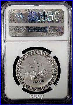 Swiss Shooting Fest Medal, R-1976a, AR, 35 mm, NGC MS 65! Engraved! Sku 016