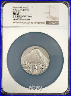 Swiss Shooting Fest Medal, R-827, AR, 50 mm, Glarus, graded MS 67 by NGC