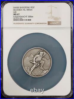 Swiss Shooting Fest Medal, Silvered-AE, 50 mm, Uri, MS 67 NGC