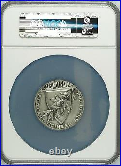 Swiss Silver Shooting Medal Ticino R-1523a A. Wiederkehr NGC MS65 Woman Rare